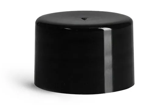 20/410 Plastic Caps, Black Polypropylene Smooth PE Lined Caps