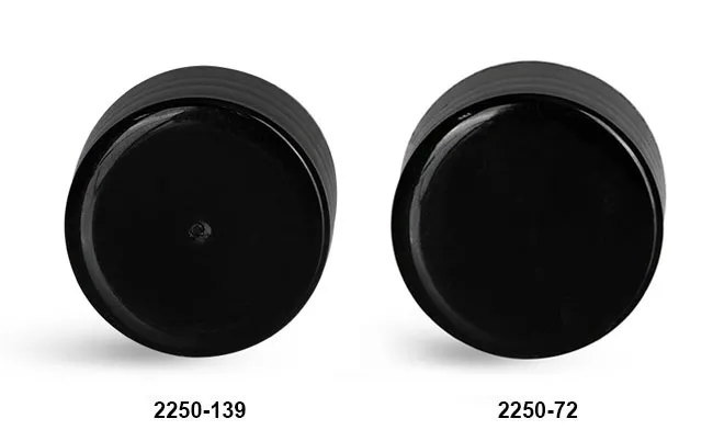 24/410 Plastic Caps, Black Polypropylene Smooth PE Lined Caps