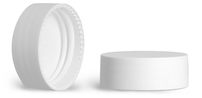 Plastic Caps, Smooth Matte White Polypropylene Caps w/ F217 Liners