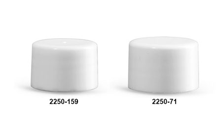 Plastic Caps, White Polypropylene Smooth PE Lined Caps