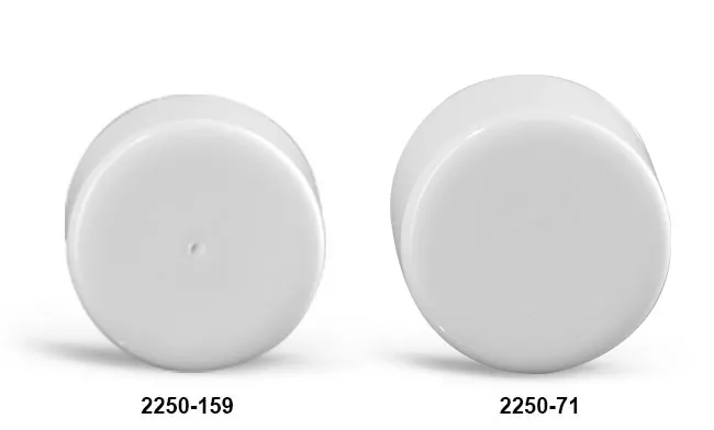 24/410 Plastic Caps, White Polypropylene Smooth PE Lined Caps