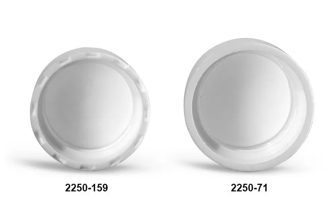 24/410 Plastic Caps, White Polypropylene Smooth PE Lined Caps