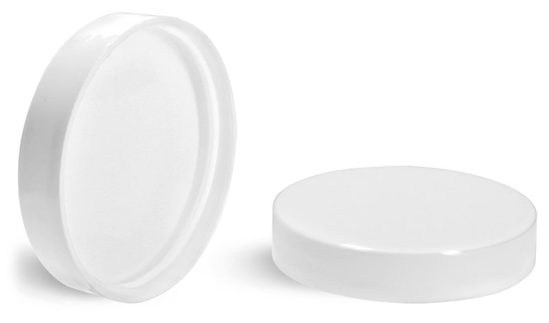 Plastic Caps, White Polypropylene Smooth PE Lined Caps