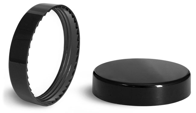 Plastic Caps, Black Smooth PE Lined Caps