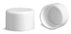 Plastic Caps, White Polypropylene Smooth Lined Caps