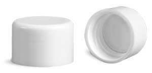 Plastic Caps, White Polypropylene Smooth Lined Caps