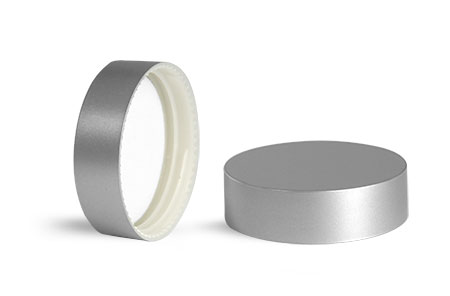 Plastic Caps, Silver ABS Matte Smooth Flat Caps w/ PE F217 Liner