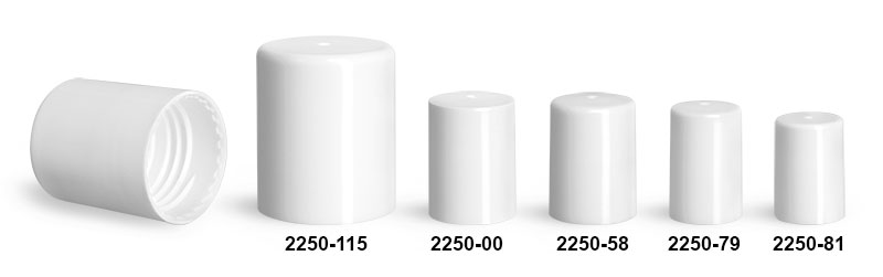 Plastic Caps, Flat White Polypropylene Caps For Roll On Containers