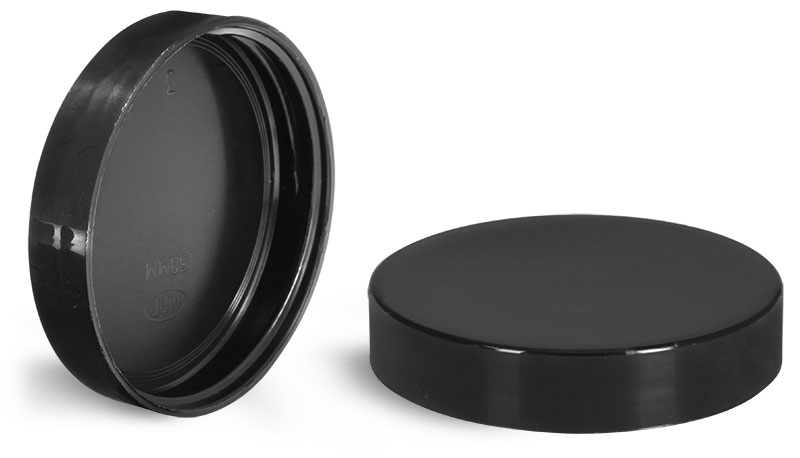Plastic Caps, Black Polypropylene Plastic Smooth Unlined Caps