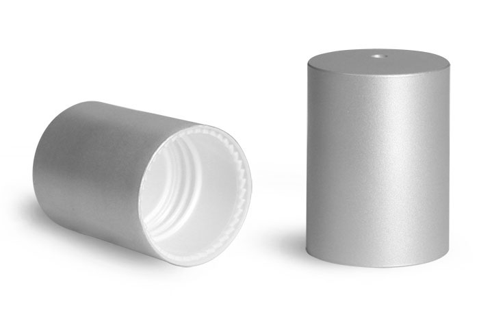 Plastic Caps, Brushed Aluminum Polypropylene Caps for 0.35 oz Roll On Containers