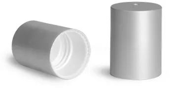 Brushed Aluminum Polypropylene Caps for 0.35 oz Roll On Bottles