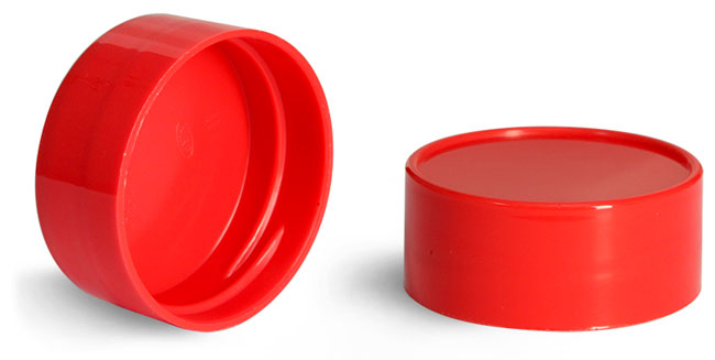 43/485  Red Plastic Smooth Unlined Caps