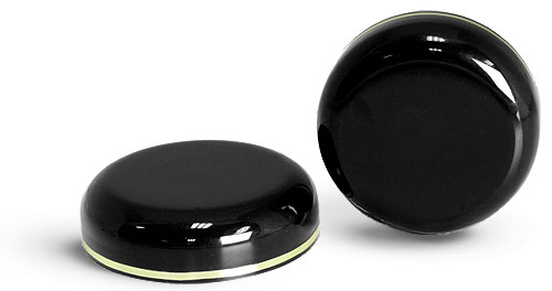 Black Polypropylene Lined Dome Caps w/ Gold Band