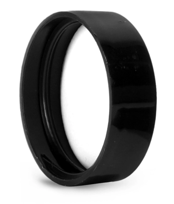 58/400 Plastic Caps, Black Polypropylene Smooth Lined Caps