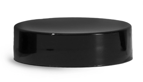 58/400 Plastic Caps, Black Polypropylene Smooth Lined Caps