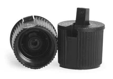 Dispensing Caps, Black Spout Top Caps