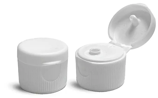 New 20/410 White Ribbed Polypropylene Snap Top Caps