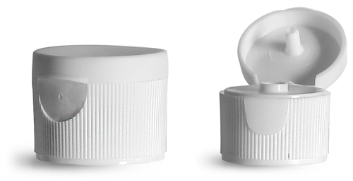 Dispensing Caps, White Ribbed Snap Top Caps