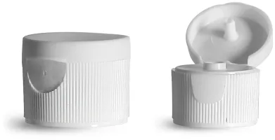White Polypropylene Ribbed Snap Top Caps