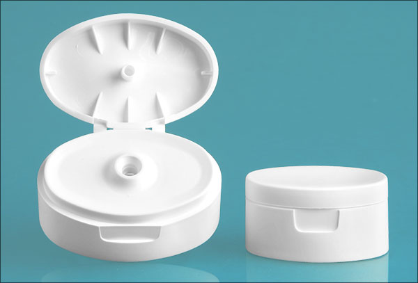 Dispensing Caps, White Plastic Snap Top Caps