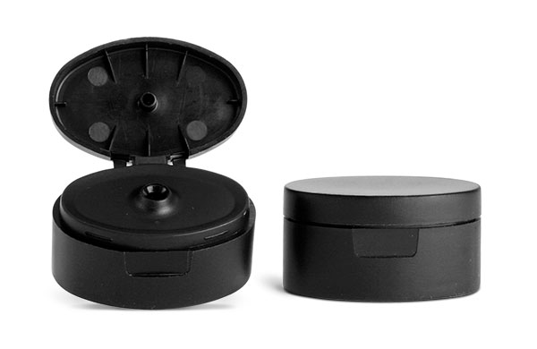 Dispensing Caps, Black Plastic Snap Top Caps