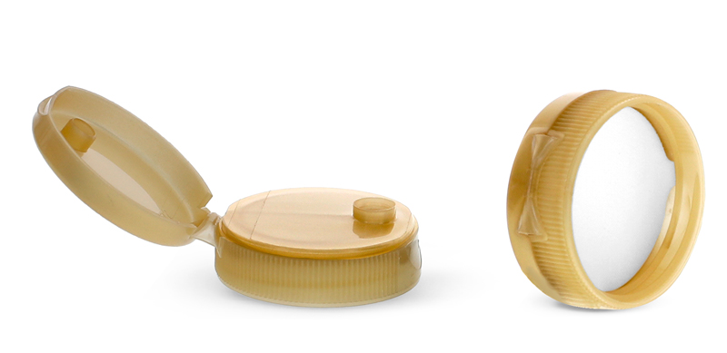 Gold Polypropylene Ribbed Snap Top Caps w/ Peelable Liners