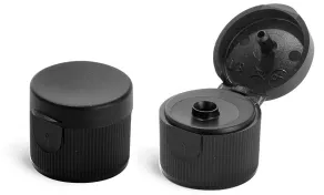 Black Polypropylene Ribbed Snap Top Caps