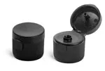 Dispensing Caps, Black Polypropylene Ribbed Snap Top Caps