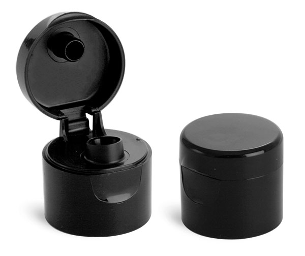 Dispensing Caps, Black Polypropylene Smooth Snap Top Caps
