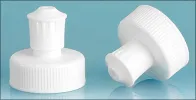 White Polypropylene Pull / Push Caps w/ White PE Spouts