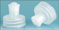 Dispensing Caps, Natural Polypropylene Pull / Push Caps w/ Natural PE Spouts