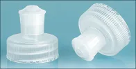 DIspensing Caps, Natural Polypropylene Pull / Push Caps w/ Natural PE Spouts