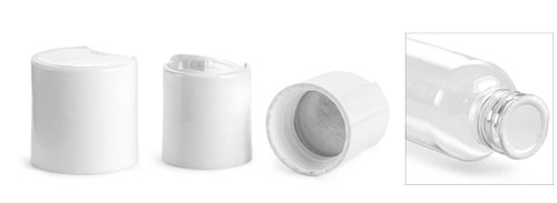 Dispensing Caps, White Polypropylene Disc Top Caps w/ Foam Induction Liners