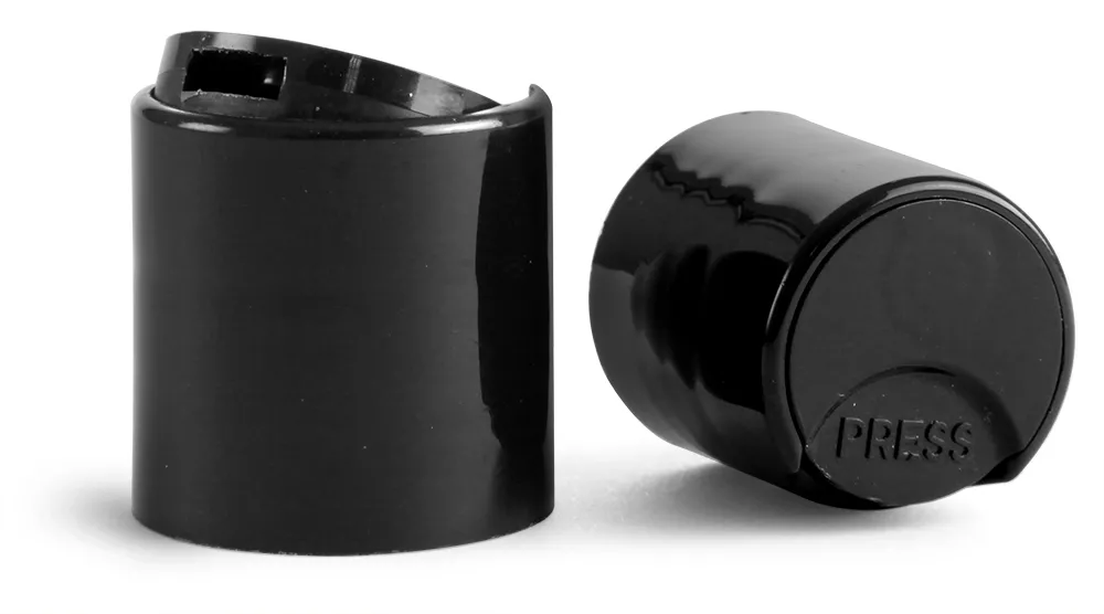 24/415 Dispensing Caps, Black Smooth Polypropylene Disc Top Caps