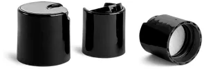 Black Smooth Disc Top Caps w/ Pressure Sensitive Liners