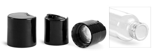 Dispensing Caps, Black Polypropylene Disc Top Caps w/ Foam Induction Liners
