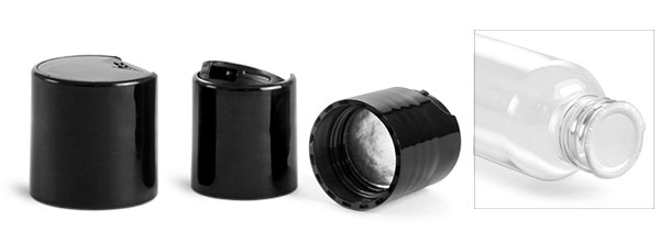 Dispensing Caps, Black Polypropylene Disc Top Caps w/ Foam Induction Liners
