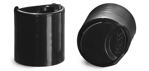 Dispensing Caps, Unlined Smooth Black Disc Top Caps