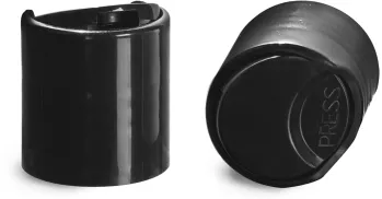   Unlined Smooth Black Polypropylene Disc Top Caps