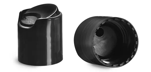 20/410 Unlined Smooth Black Polypropylene Disc Top Caps