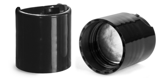 Dispensing Caps, Smooth Black Disc Top Caps w/ Foam Induction Liners