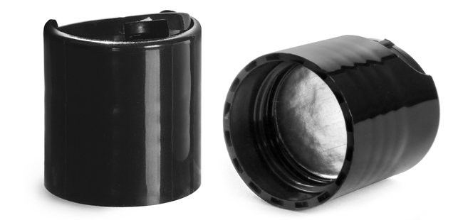Dispensing Caps, Smooth Black Disc Top Caps w/ Foam Induction Liners