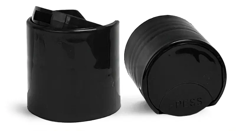 28/410 Black Smooth Polypropylene Disc Top Caps