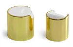 24/410 Dispensing Caps, Gold Metalized Disc Top Caps