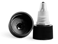 Dispensing Caps, Black/Natural Plastic Twist Top Caps