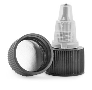 Dispensing Caps, Black/Natural LDPE Induction Lined Twist Top Caps