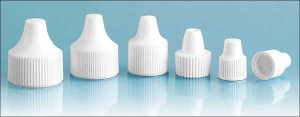 Plastic Caps, White Polypropylene Unlined Dropper Tip Caps