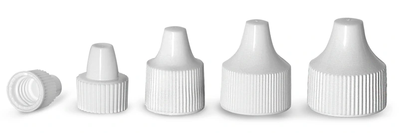 White Polypropylene Unlined Dropper Tip Caps