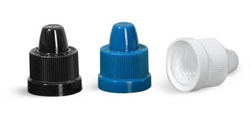 Child Resistant Caps, Ribbed Polypropylene Child Resistant Caps w/ Dropper Tips