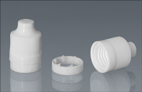 13/415 Plastic Caps, White Ribbed Polypro Child Resistant Tamper Evident Dropper Tip Caps